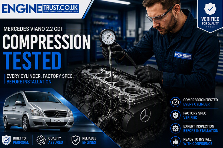 reconditioned engine prices UK — compression testing a Mercedes Viano 2.2 CDI before fitting